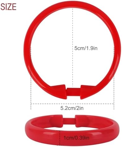 Red Shower Curtain Hooks - 12 Pcs Circular Plastic Shower Curtain Rings for Bathroom - O Shaped Red Shower Hooks Rings for Shower Curtain Rod