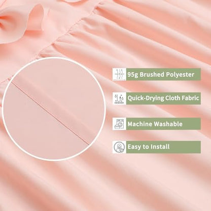 Handmade Bow Tie Shower Curtain, Peach Pink, 72 x 72 in