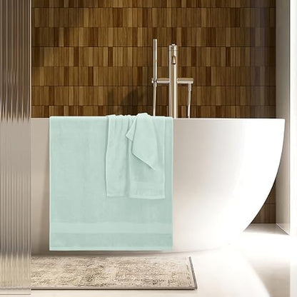 Belizzi Home 8 Piece Towel Set 100% Ring Spun Cotton, 2 Bath Towels 27x54, 2 Hand Towels 16x28 and 4 Washcloths 13x13 - Ultra Soft Highly Absorbent Machine Washable Hotel Spa Quality - Sea Green