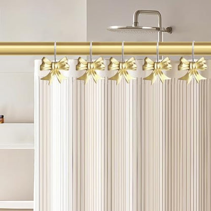 CHICTIE Decorative Shower Curtain Hooks, Bow Knot Shower Curtain Rings Hooks for Bathroom Baby Kids Room Rustproof Shower Hooks (Gold)