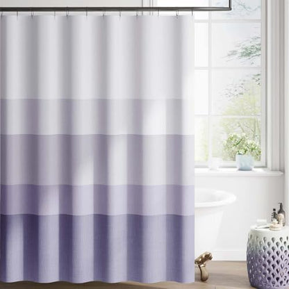 jinchan Ombre Lavender Lilac Shower Curtain for Bathroom70x72 Inch 12 Hooks