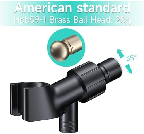 MAYYAYA Brass Ball Handheld Shower Head Holder, 59IN ShowerHead Hose, Black
