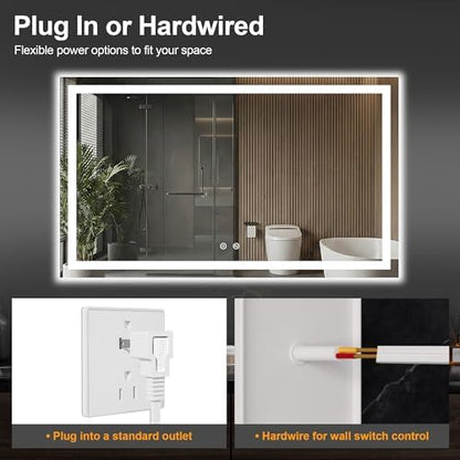 30x50 LED Bathroom Mirror with Lights, Lighted Vanity Mirror for Wall