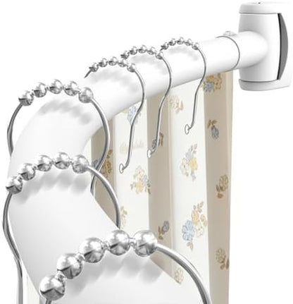 White Curved Shower Curtain Rod 33-78 Inches Adjustable Splicing Design Shower Rods Curved Round Bowed Rust proof, Premium Stainless Steel Need To Drill Shower Curtain Rod for Bathroom, Bathtub, Stall