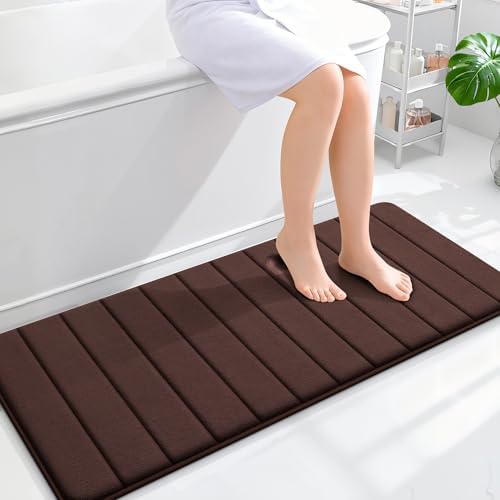 OLANLY Memory Foam Long Bathroom Rugs Runner 47x20, Super Soft Absorbent