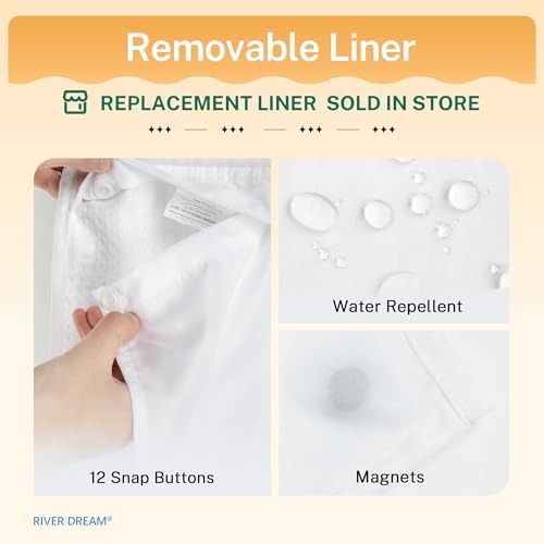 River Dream Heavyweight No Hooks Required Dotted Waffle Weave Shower Curtain with Snap in Liner，Bathroom Curtains Shower Set - 71W x 74H,Hotel Grade,Spa Like Bath Curtain,White (Pack of 10)
