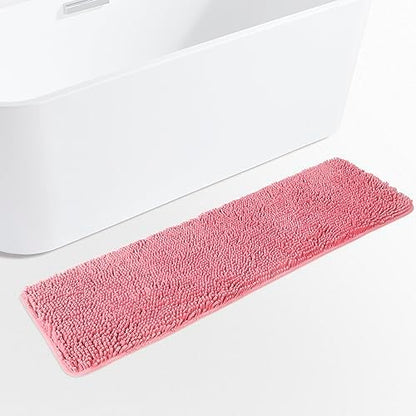 Yeaban Chenille Pink Bathroom Runner Rug 17"x47"