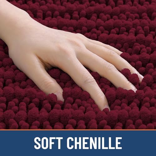 Smiry Bathroom Rugs 44X24, Extra Soft Rubber Backing Chenille Bath Mats