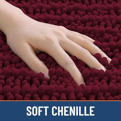 Smiry Bathroom Rugs 59X24, Extra Soft Rubber Backing Chenille Bath Mats