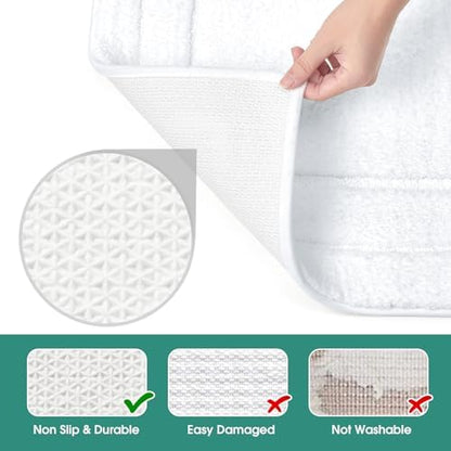 HOMEIDEAS Bathroom Rugs Sets 2 Piece, Super Soft Non Slip Bath Mat White