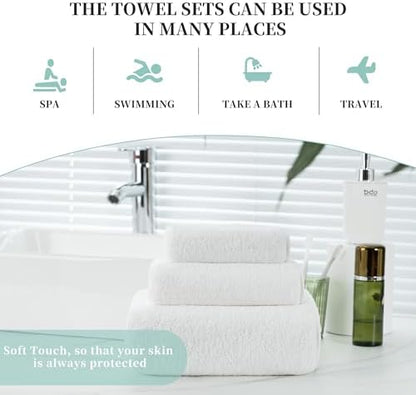 MICROFI New Microfiber Bath Towel Set, 3 Piece, Oversize, Quick Dry, Lint Free, Includes Body, Hand and Face Towels