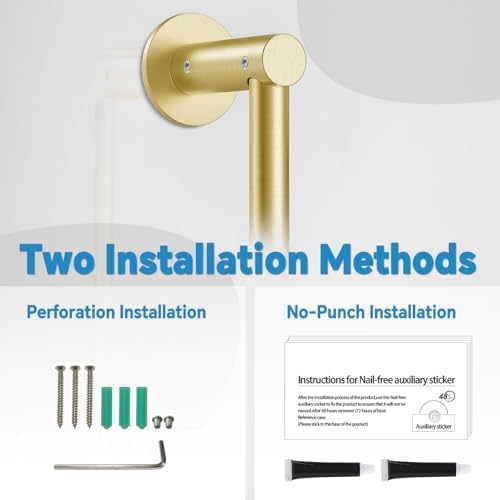 Shower Slide Bar Adjustable Handheld Shower Head Holder Wall Mount - 30inch All-Metal Shower Head Slide Bar Compatible with Bathroom Drill Free Glue Installation - Brushed Gold
