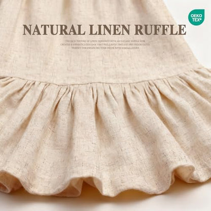 Farmhouse Shower Curtain Ruffle Linen Beige 54" W x 72" L