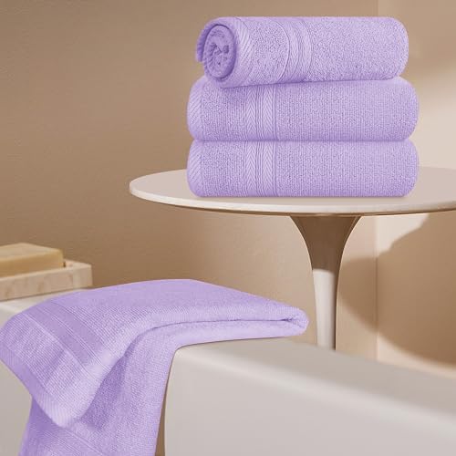 BOUTIQUO Ultra Soft 6-Piece Hand Towel Set 16x28-100% Ringspun Cotton - Durable & Highly Absorbent Hand Towels - Ideal for use in Bathroom, Kitchen, Gym, Spa & General Cleaning - Purple