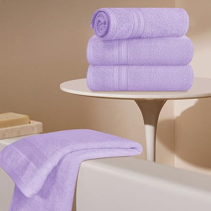 BOUTIQUO Ultra Soft 6-Piece Hand Towel Set 16x28-100% Ringspun Cotton - Durable & Highly Absorbent Hand Towels - Ideal for use in Bathroom, Kitchen, Gym, Spa & General Cleaning - Purple