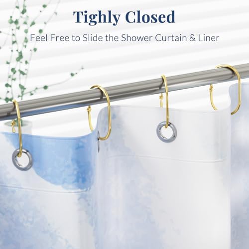 Bathway Shower Curtain Rings Gold Shower Curtain Hooks Anti-Drop Shower Rings for Curtain, Metal Shower Curtain Rings Rust Proof, Shower Hooks for Shower Curtain Rod, 12 Pcs Gold Curtain Rings