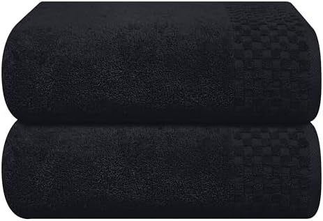 MyOwn Ultra Soft 2 Pack Oversized Bath Towel Set 28x55 inches, Cotton Large Bath Towels, Highly Absorbant Compact Quickdry & Lightweight Towel, Ideal for Gym Travel Camp Pool - Black