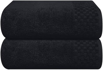 MyOwn Ultra Soft 2 Pack Oversized Bath Towel Set 28x55 inches, Cotton Large Bath Towels, Highly Absorbant Compact Quickdry & Lightweight Towel, Ideal for Gym Travel Camp Pool - Black