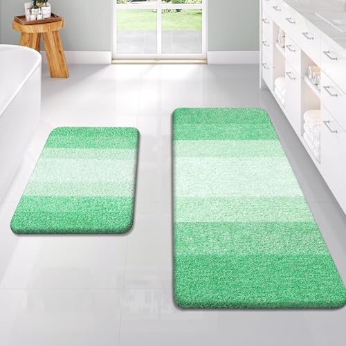 OLANLY Micorfiber Bathroom Rug Set 2 Piece, 47"x20"+24"x16"