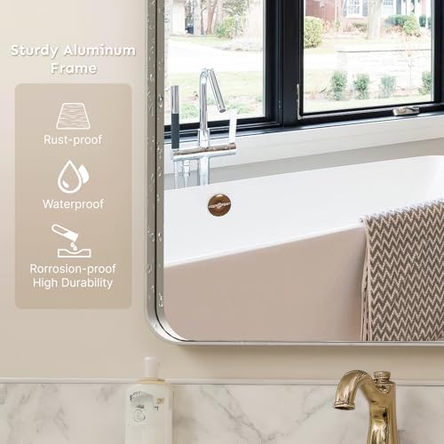 36"x24" Bathroom Vanity Mirror for Wall Aluminum Framed Farmhouse Rectangle