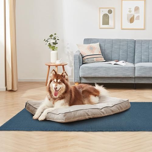 ZALL Dark Blue Waffle Bath Mat,Super Absorbent Non Slip Bathroom Rug, 24x72inch, Machine Washable Ultra Soft Floor Mats