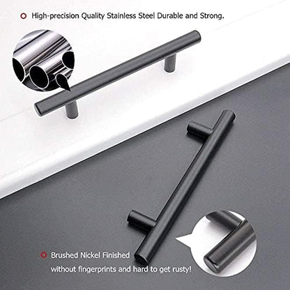 homdiy Black Drawer Pulls Cabinet Handles 10Pack - HD201BK Cabinet Door Handles 4-1/2 in Hole Centers Cabinet Hardware Modern Cabinet Pulls for Kitchen Cabintes