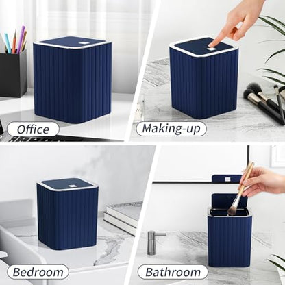 Bathroom Accessory Set - Bathroom Set, 27PC Bathroom Accessories Set, Navy Blue Bathroom Sets with Shower Curtain and Rugs, Mini Trash Can, Toilet Brush, Trash Can & Soap Dispenser