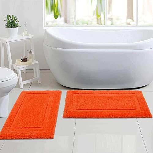 SHACOS Soft Microfiber Orange Bathroom Rugs Sets 2 Pieces 32x20 inch