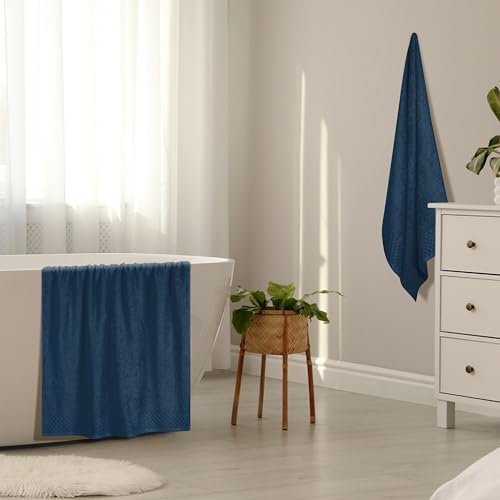 MyOwn Ultra Soft 2 Pack Oversized Bath Towel Set 28x55 inch, Cotton Large Bath Towels, Highly Absorbant Compact Quickdry & Lightweight Towel, Ideal for Gym Travel Camp Pool - Mineral Blue