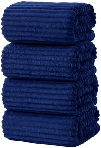 4 Piece Bath Towels, 30"x60" Microfiber Towels Set, Navy Blue