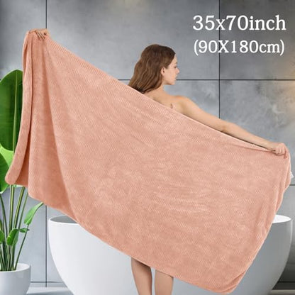 8 Piece Bath Towel Set-2 Oversized Bath Sheets(35"x70"),2 Hand Towels,4 Washcloths-Extra Large Microfiber Towel Sets,Less Lint Highly Absorbent & Quick Dry Bath Towels for Bathroom Gym Pool,Orange