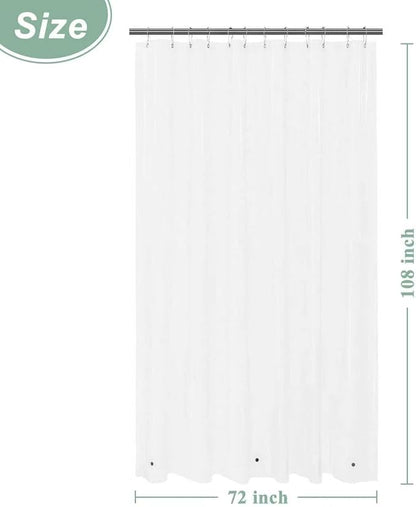 Mrs Awesome 72x108 Extra Long Shower Curtain Liner Clear | 3 Bottom Magnets,12 Rustproof Grommets,Water Proof Lightweight PEVA,72W x 108H for Bathroom Super Long Size