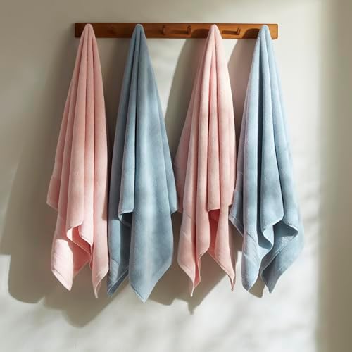 COZYART Luxury Bath Towels 2 PCS, Pink 100% Turkish Cotton 650 GSM