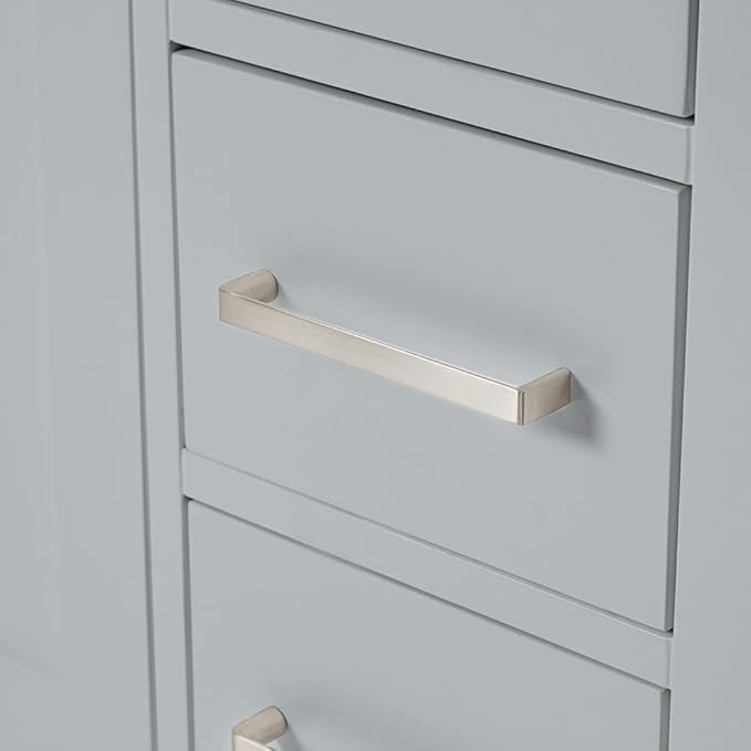 ARIEL Cambridge 60-inch Bathroom Vanity Base Cabinet,Solid Wood, 4 Soft Closing Doors, 6 Dovetail Drawers, Grey