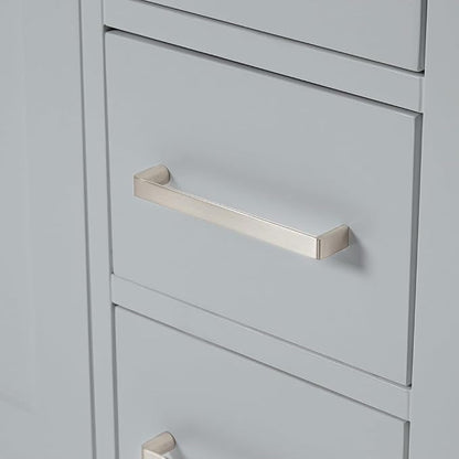 ARIEL Cambridge 60-inch Bathroom Vanity with Sink,Solid Wood, 1.5-inch Italian Carrara Marble Countertop, Double Rectangular Porcelain Sink, 4 Soft Closing Doors, 6 Dovetail Drawers, Grey