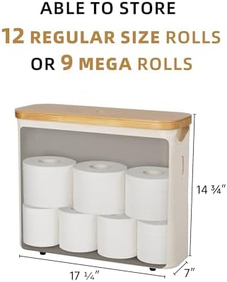 StorageWorks Toilet Paper Storage Basket with Bamboo Lid & Window