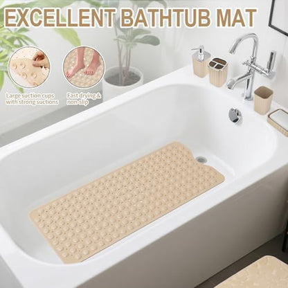 XLHOMO 26PC Bathroom Accessories Set - Gorgeous Bathroom Set, Beige Bathroom Accessory Set, Shower Curtain Set with Bathtub Mats for Shower Tub, Trash Can & Soap Dispenser