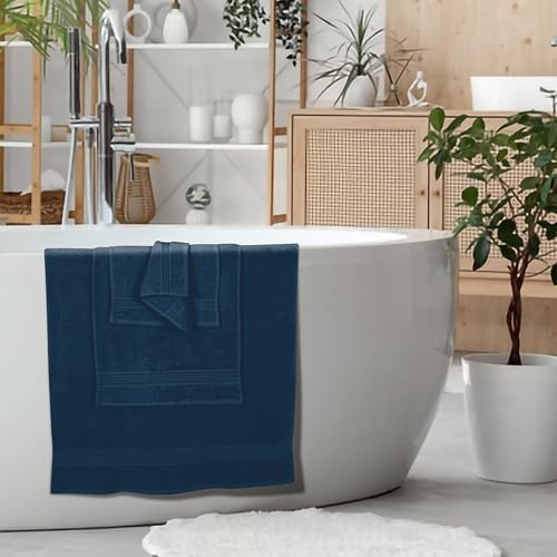 Belizzi Home Ultra Soft 6 Pack Cotton Towel Set, Contains 2 Bath Towels 28x55 inch, 2 Hand Towels 16x24 inch & 2 Wash Coths 12x12 inch, Ideal Everyday use, Compact & Lightweight - Mineral Blue