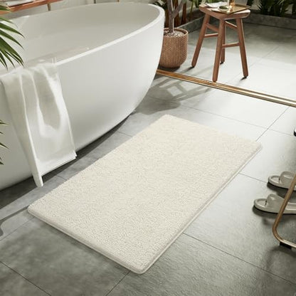 LOCHAS Luxury Bathroom Rug Shaggy Bath Mat 24 x 36 Inch, Cream White