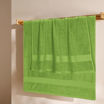 GLAMBURG Premium Cotton 4 Pack Bath Towel Set - 100% Pure Cotton - 4 Bath Towels 27x54 - Ideal for Everyday use - Ultra Soft & Highly Absorbent - Kiwi Green