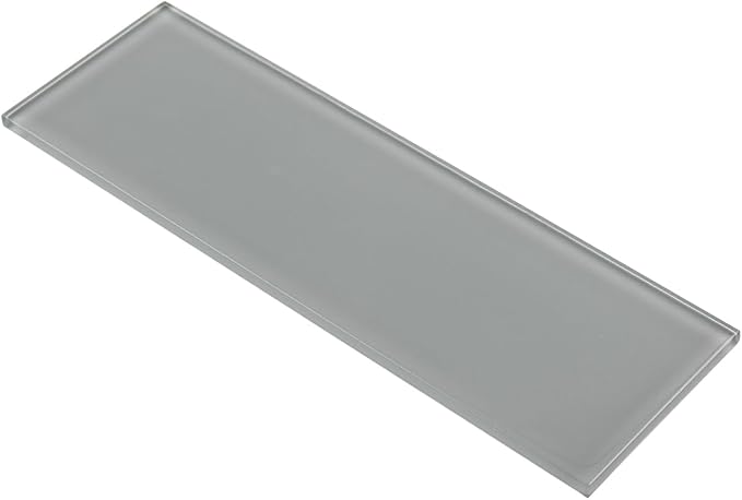 Grey Glass Subway Tile, Glass for Bathroom Kitchen Shower Backsplash Wall, 4 x 12 Inches, 4 Sq.Ft.