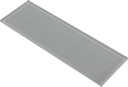 Grey Glass Subway Tile, Glass for Bathroom Kitchen Shower Backsplash Wall, 4 x 12 Inches, 4 Sq.Ft.