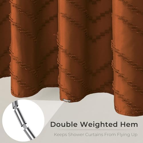 Orange Boho Fabric Shower Curtain 72 x 74 Inches