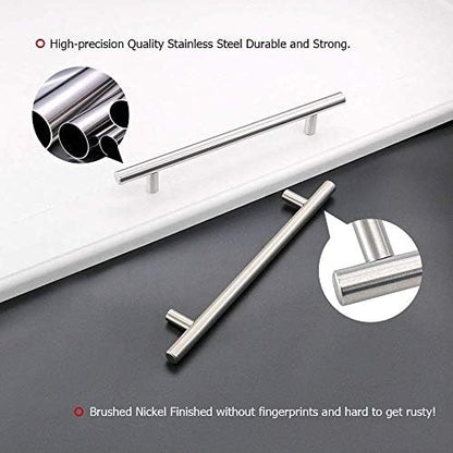 homdiy Brushed Nickel Cabinet Pulls Drawer Handles, 6-1/4in(160mm) Hole Center Dresser Drawer Handles Silver Drawer Pulls for Kitchen, Bedroom, Bathroom, Livingroom