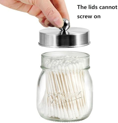 Amolliar Glass Mason Jar Bathroom Accessories Set 4 Pcs (Brushed Nickel)