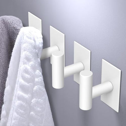 VAEHOLD Wall Towel Hooks, Heavy Duty Sticky Holder Waterproof Towel Hooks for Hanging Coat, Clothes, Closet Hook Wall Mount for Kitchen (White, 6 Pack)