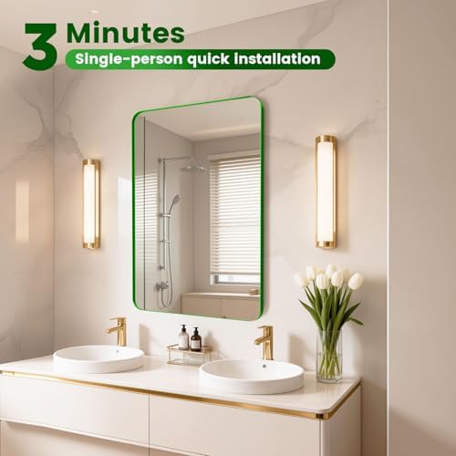 24" x 28" Green Bathroom Mirrors for Over Sink,Aluminum Frame