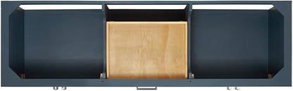 ARIEL Magnolia 72-inch Bathroom Vanity with Sink,Solid Wood, 0.75-inch Italian Carrara Marble Countertop, Double Rectangular Porcelain Sink, 4 Soft Closing Doors, 3 Dovetail Drawers, Midnight Blue
