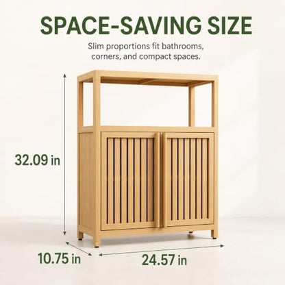 Bamboo Storage Cabinet, Natural Freestanding Bathroom Cabinet