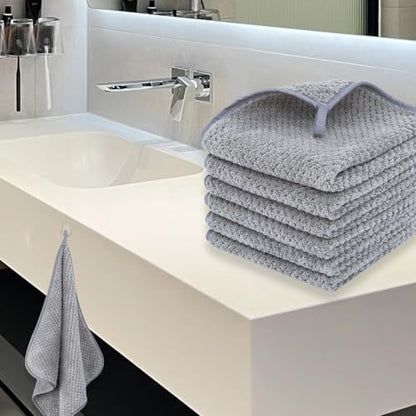 MaopaoBeauty Washcloth Set for Bathroom - Quick Drying - Ultra Soft Microfiber Absorbent Towel for Bath Fitness, Gym, Shower, Hotel, and Spa - 13x13 Inch | Set of 6, Grey